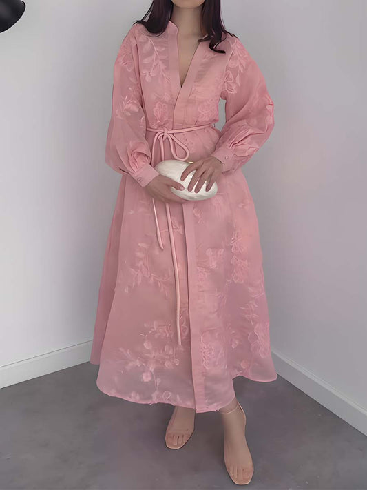 Elegant Embroideried Long Sleeve Dress