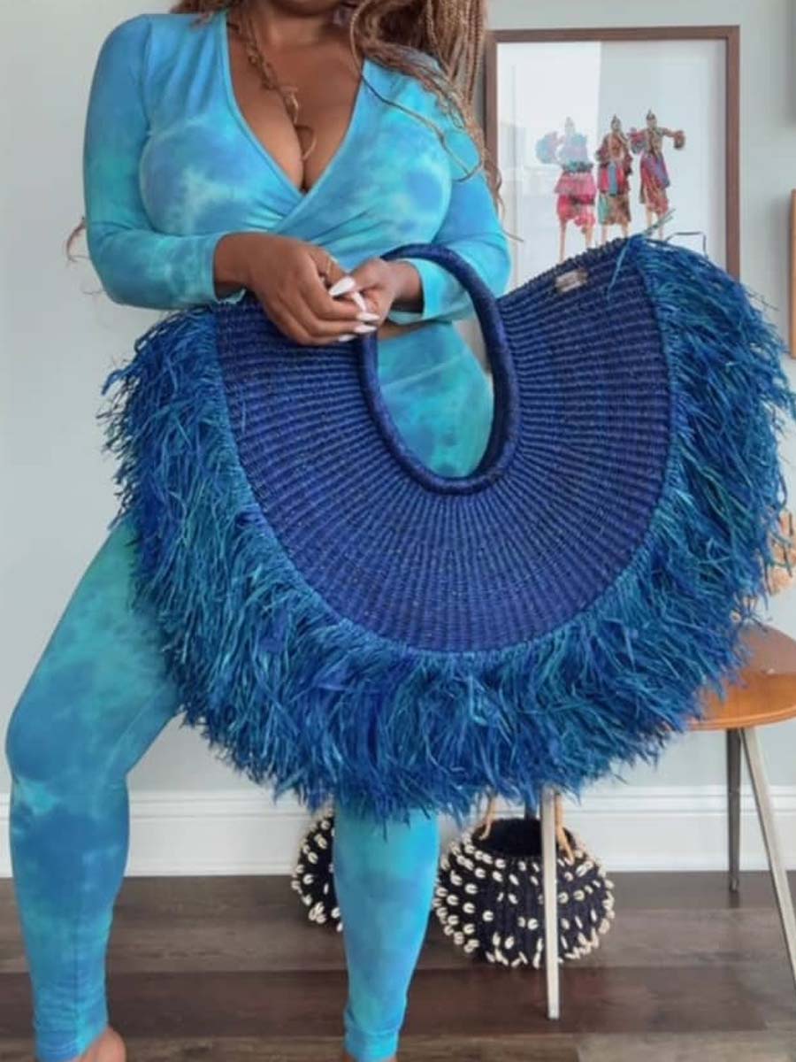 Tassel Handheld Straw Woven Bag Holiday Travel Woven Bag