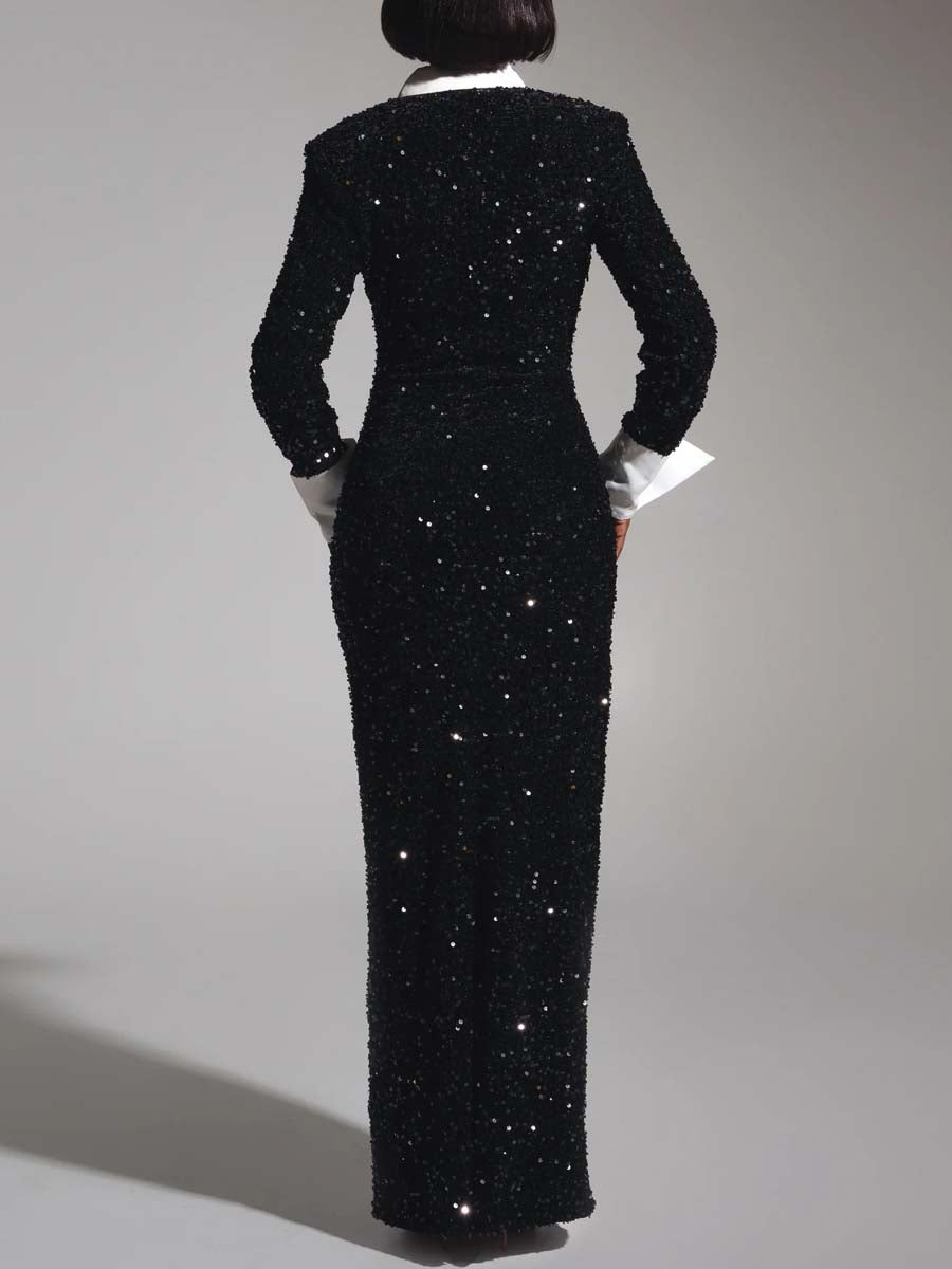 Keyhole Detail Sequined Party Dress