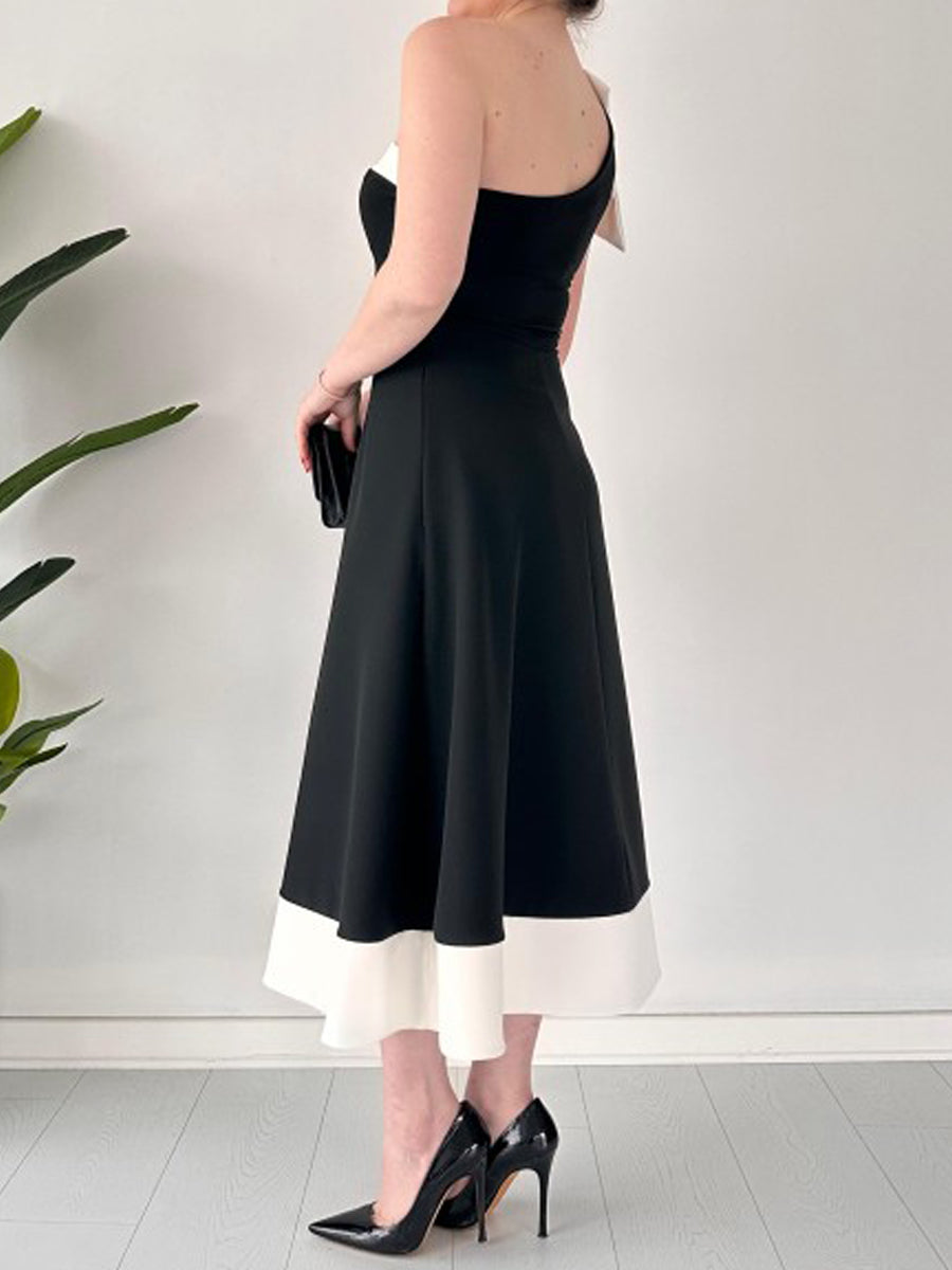 One Shoulder Patchwork Dress