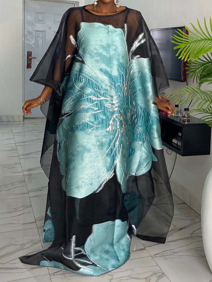 Mesh Printed See-through Cover-up Dress