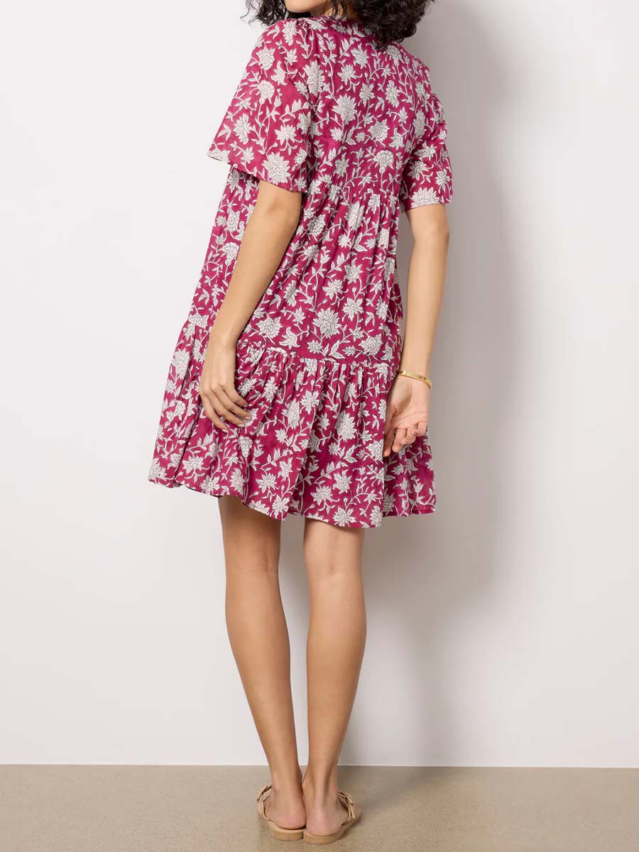 Tie Neck Printed Mini Dress