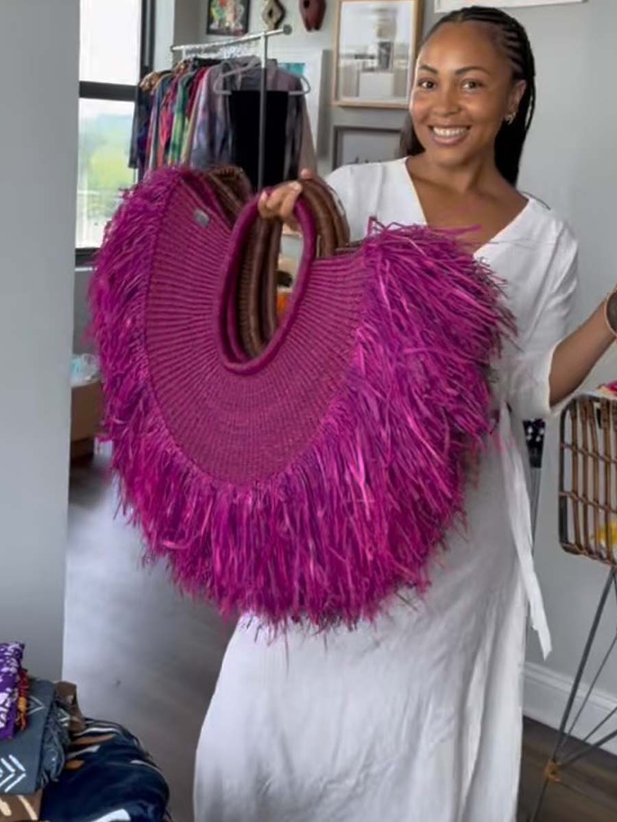 Tassel Handheld Straw Woven Bag Holiday Travel Woven Bag