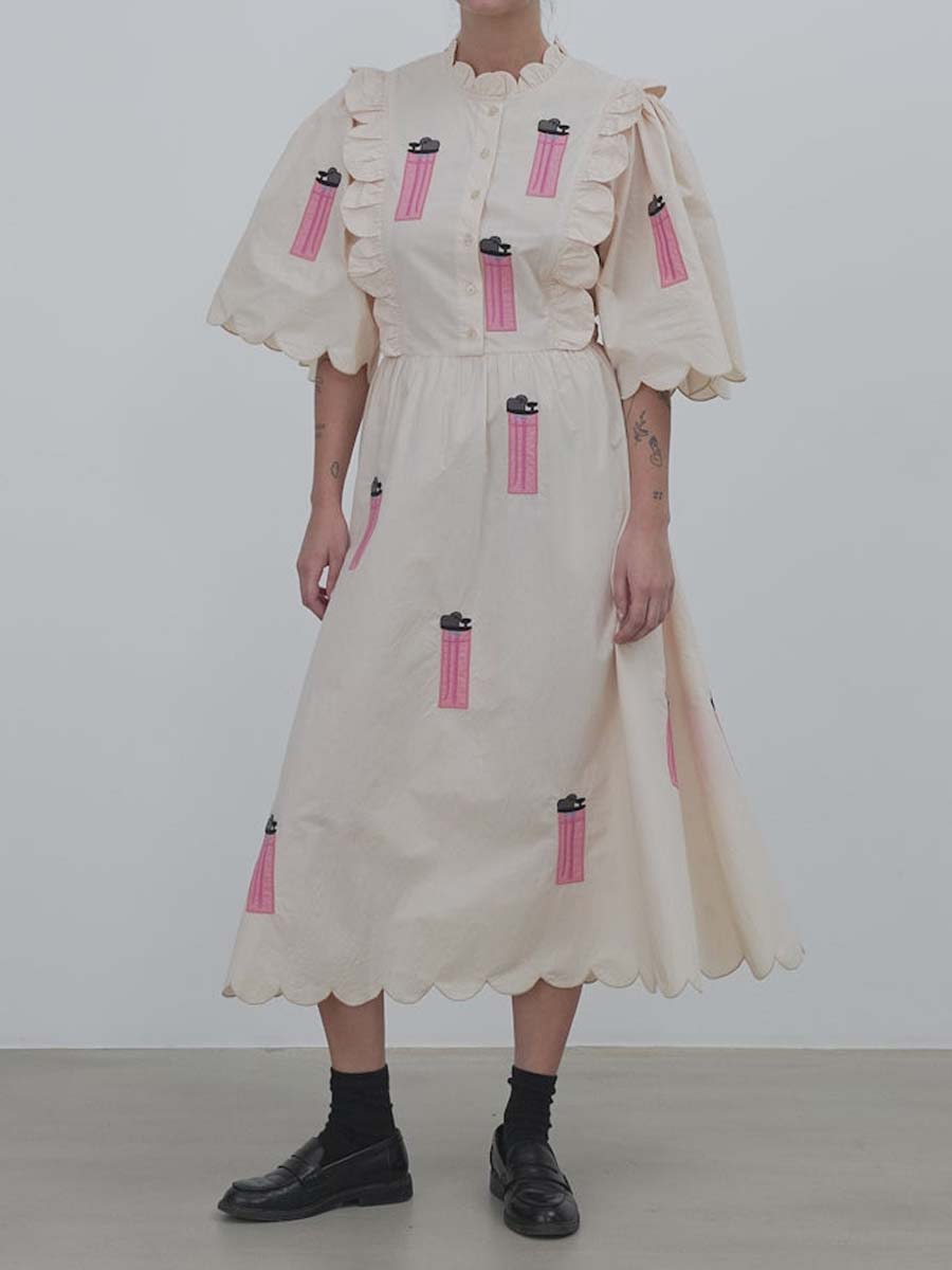 Ruffled Loose Printed Maxi Dress