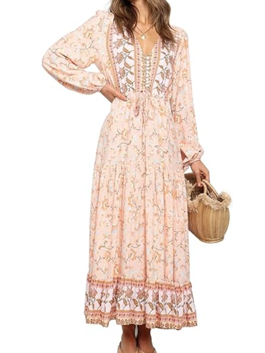 The Boho Style Printed Midi Dress