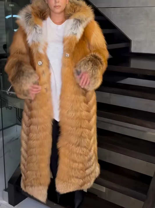 Women's Hooded Fur Coat