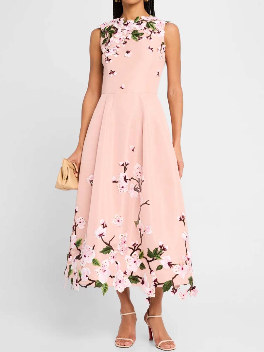 Embroidered Sleeveless Maxi Dress