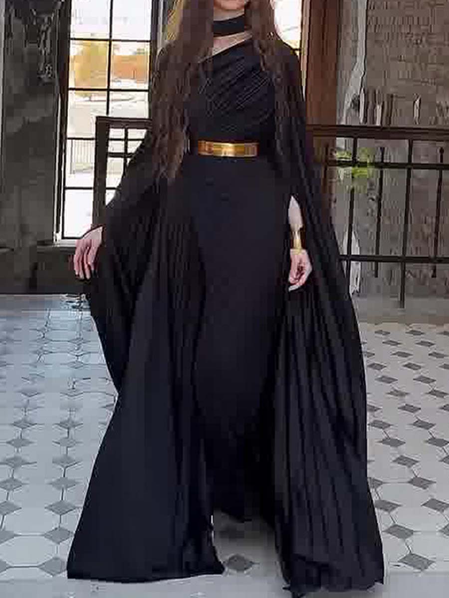 Elegant Irregular Pleated Maxi Dress