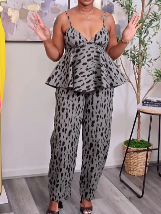 Leopard-Print Pants Suit