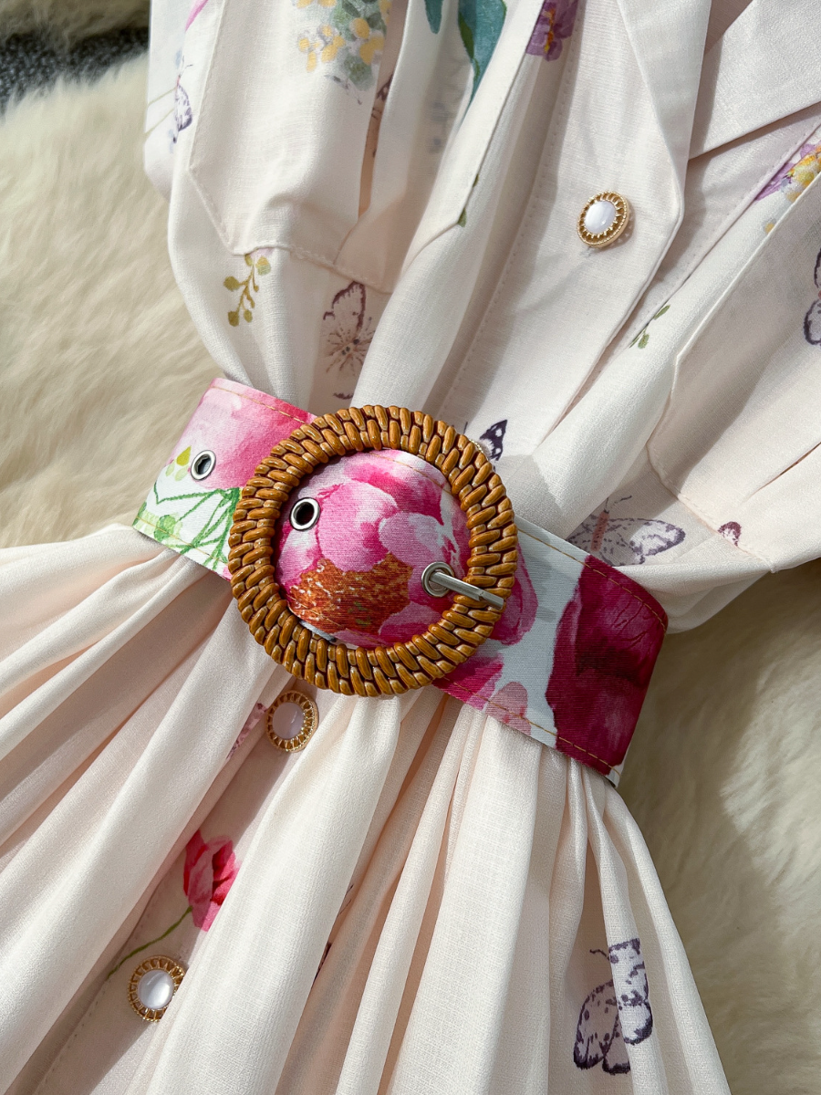 Demure Floral Midi Shirt Dress