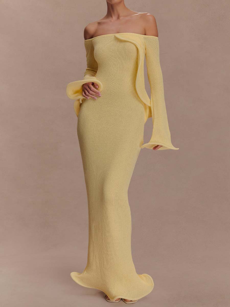 Off Shoulder Knitted Maxi Dress