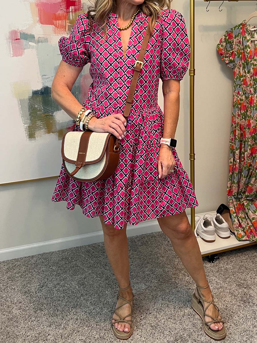 Printed V-neck Tiered Dress