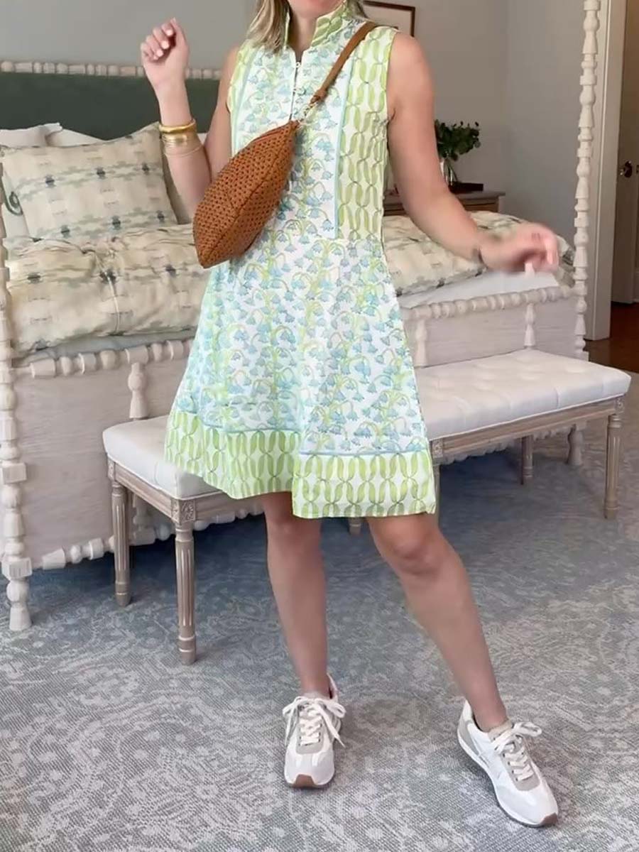 Sleeveless Placement Print Mini Dress