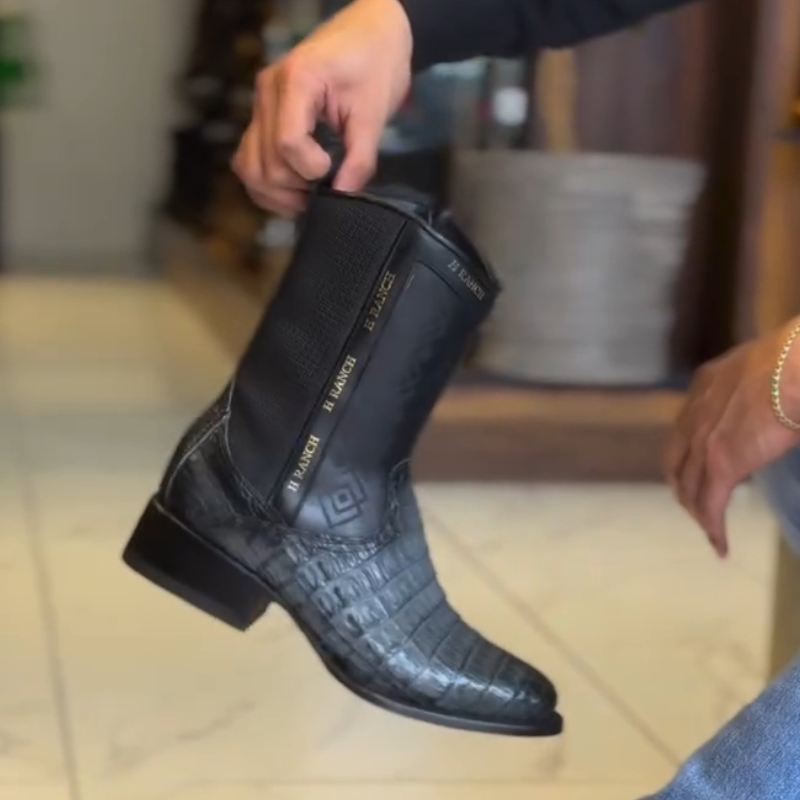 Crocodile Leather Side-Zip Cowboy Boots