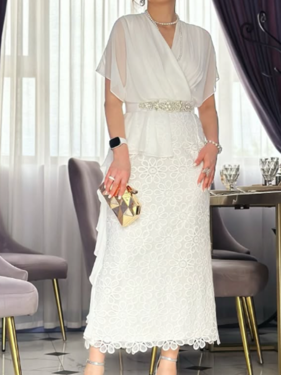 Classy Chiffon Stitching Gown