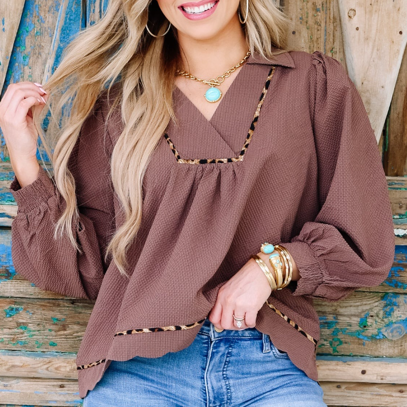 Chocolate Long Sleeve Blouse