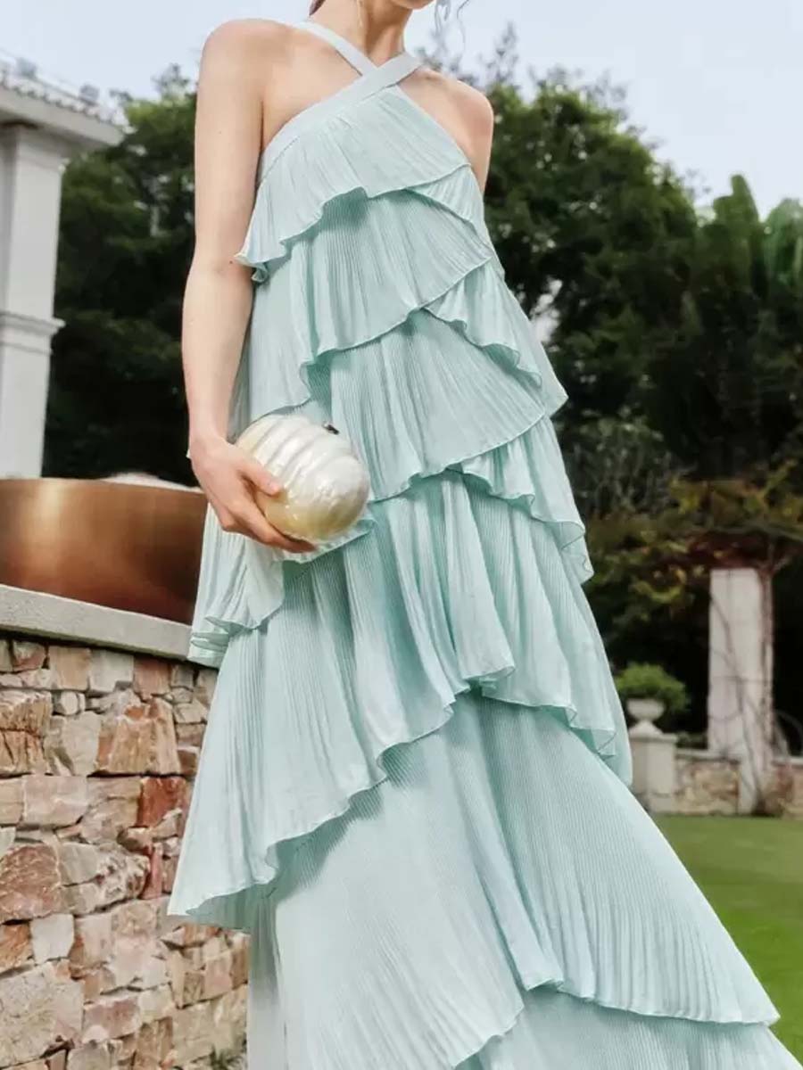 Elegant Pleated Party Tired Dress