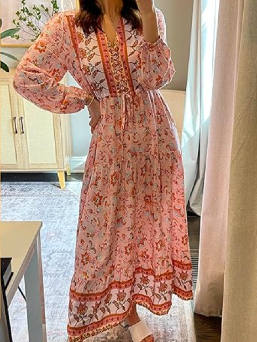 The Boho Style Printed Midi Dress