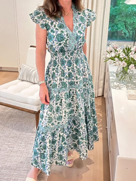 Flying Sleeve Printed Dress