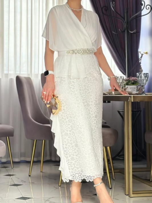 Classy Chiffon Stitching Gown