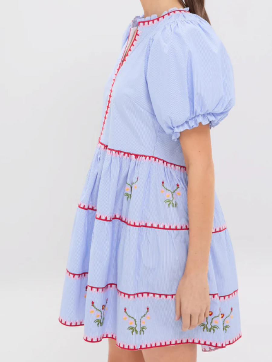 Pinstripe Blue Short Dress