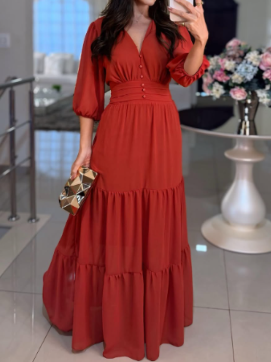 The Chiffon Elastic Waist Maxi Dress