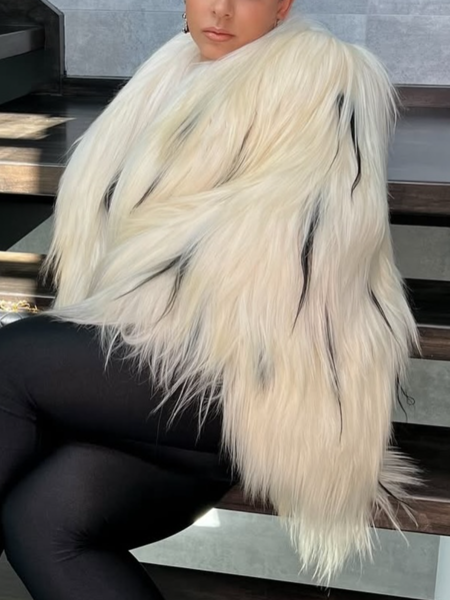 Beige Fashionable Fur Coat