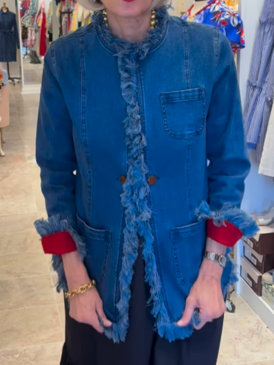Denim Fringed Coat