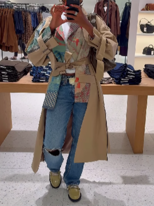 Stitching Waist Windbreaker