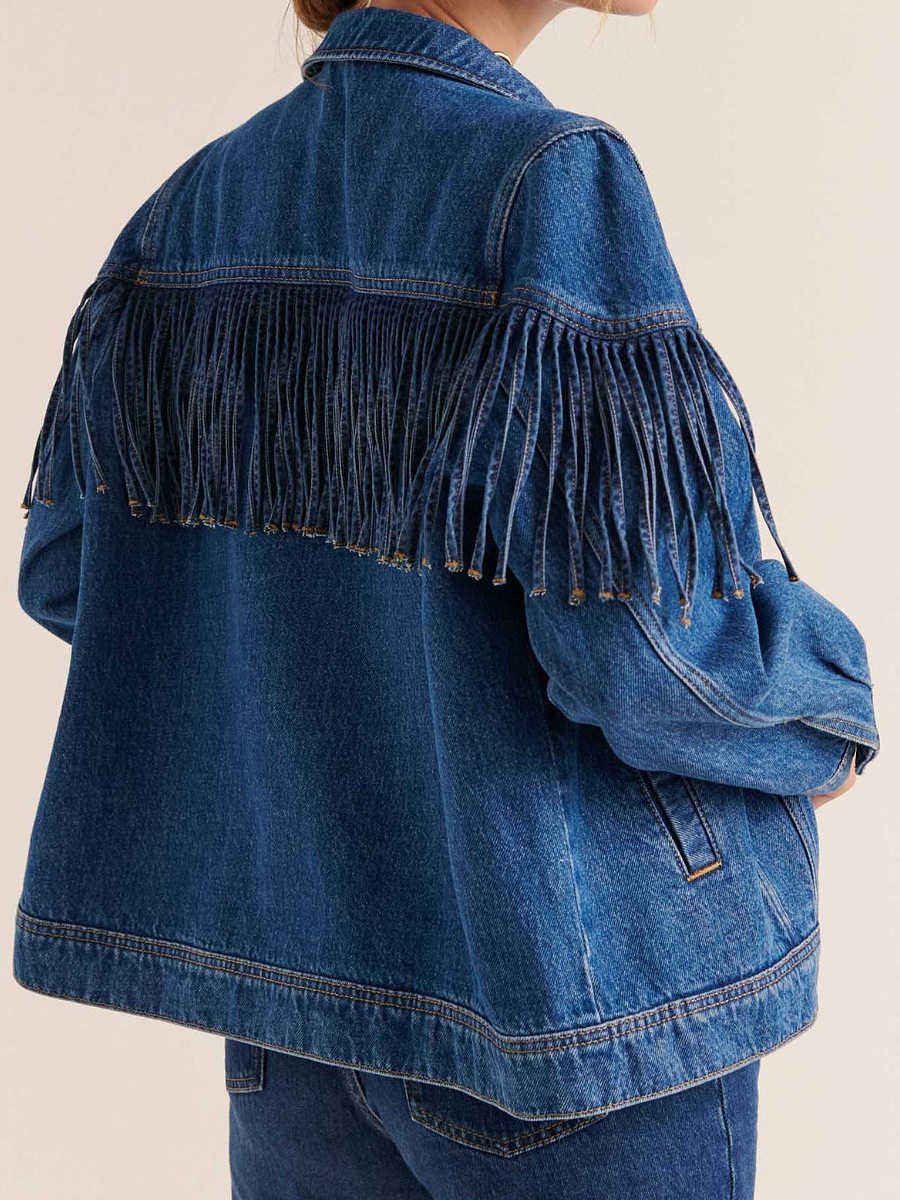 Denim Fringed Coat