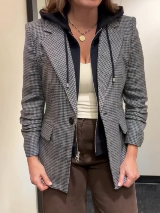 Chic Blazer With Removable Hoodie