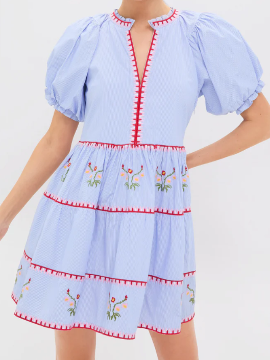 Pinstripe Blue Short Dress