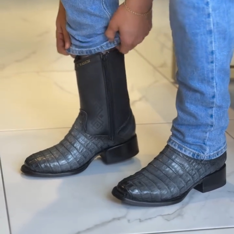 Crocodile Leather Side-Zip Cowboy Boots