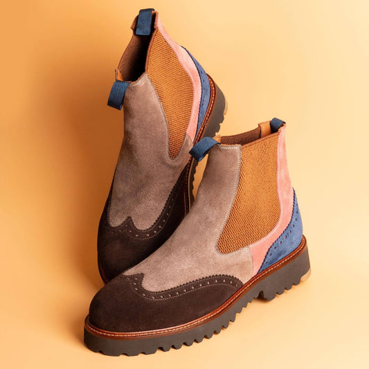 Colorblock Suede Chelsea Boots