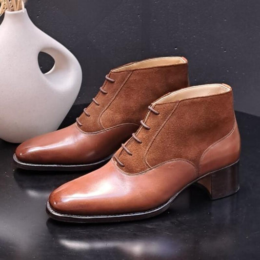 Handmade Men's Leather Lace Up Ankle Boots