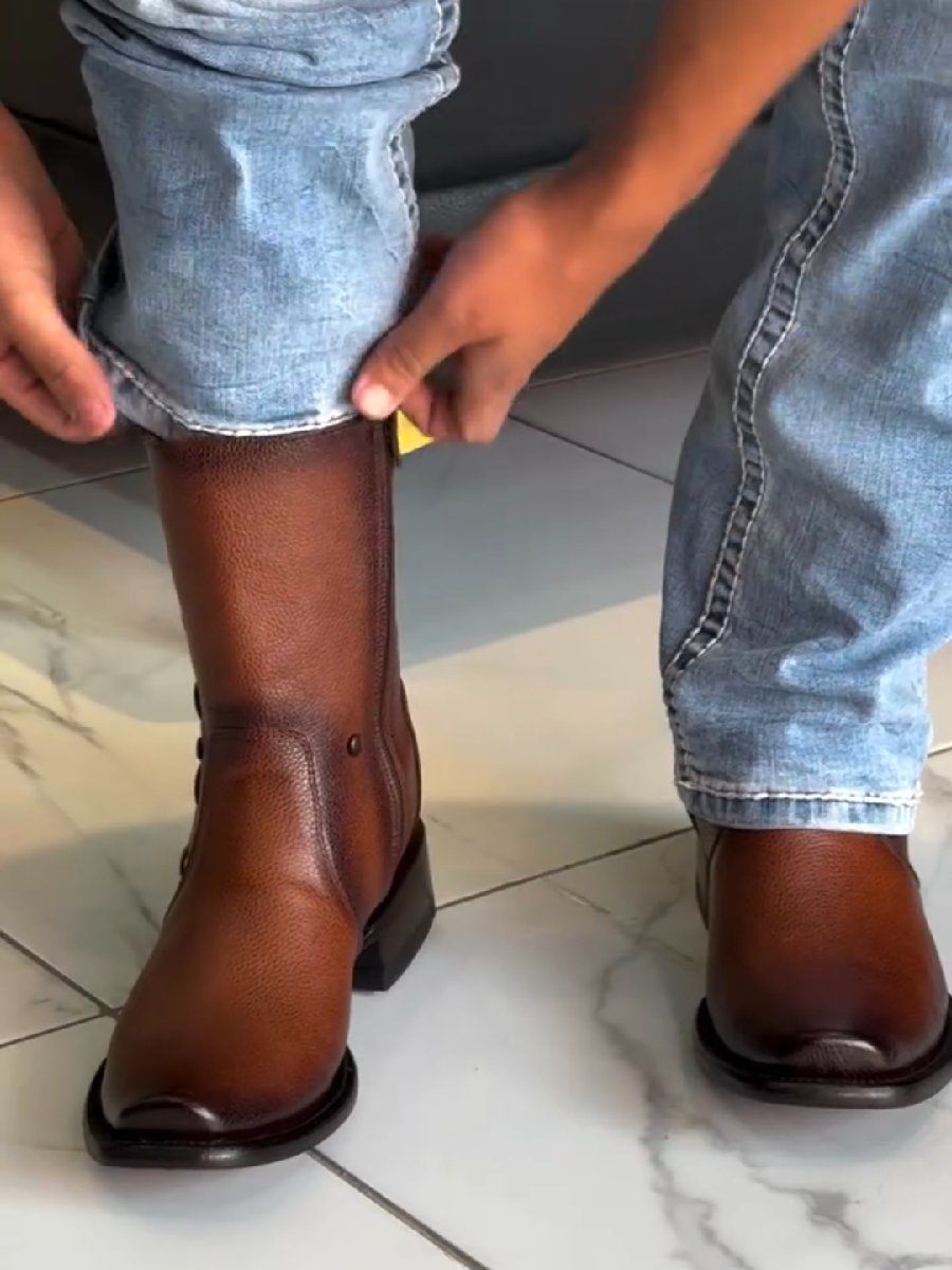 Side Zipper Mid Cowboy Boots