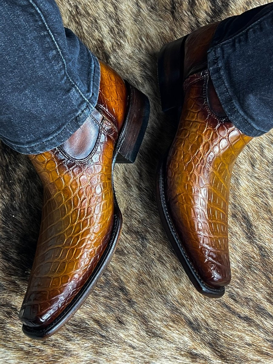 Western Cowboy Crocodile Leather Riding Boots