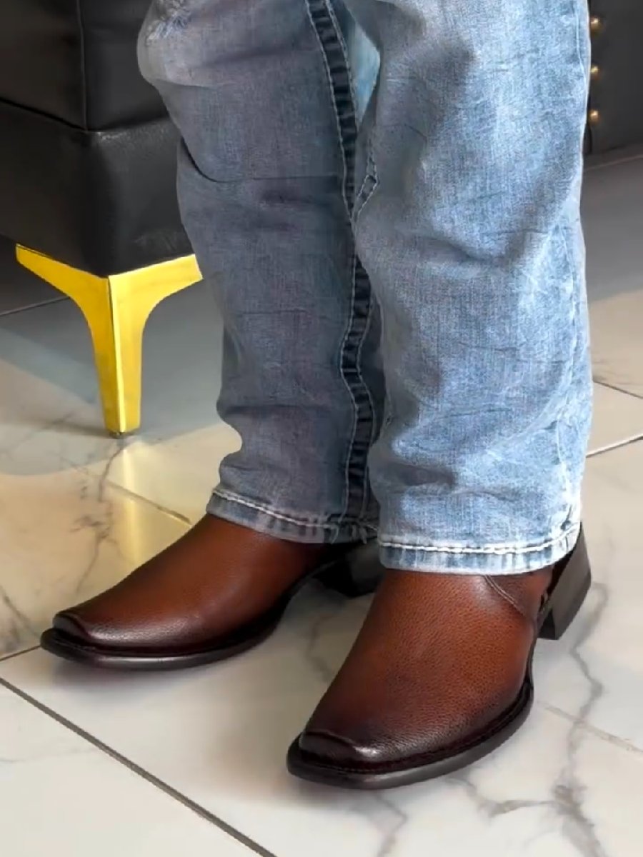 Side Zipper Mid Cowboy Boots