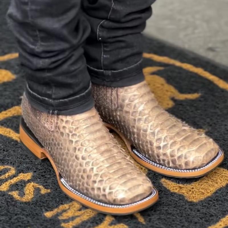 Handmade Square Toe Cowboy Ankle Boots