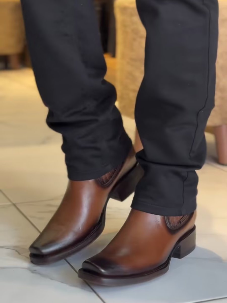 Classic Western Cowboy Square Toe Chelsea Boots