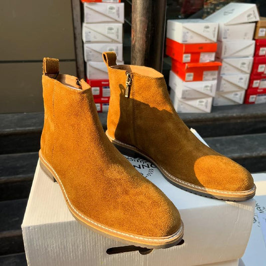 Handmade Side Zip Casual Ankle Boots